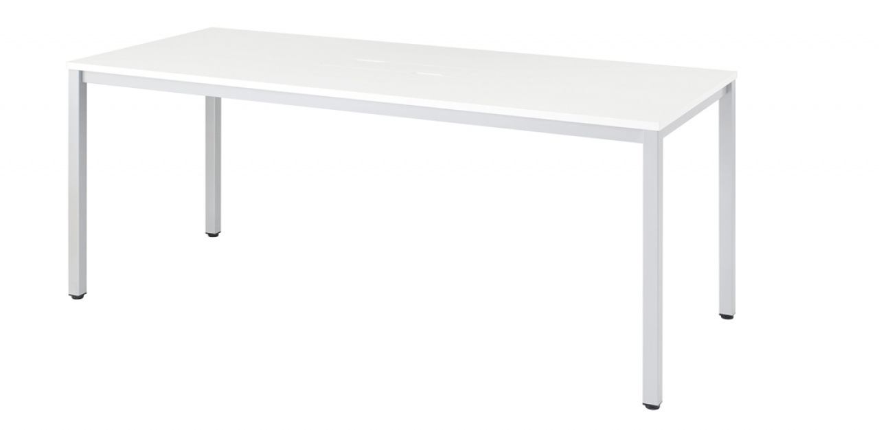 抗ウィルス・抗菌ミーティングテーブル（W1800・配線BOX付・ホワイト）