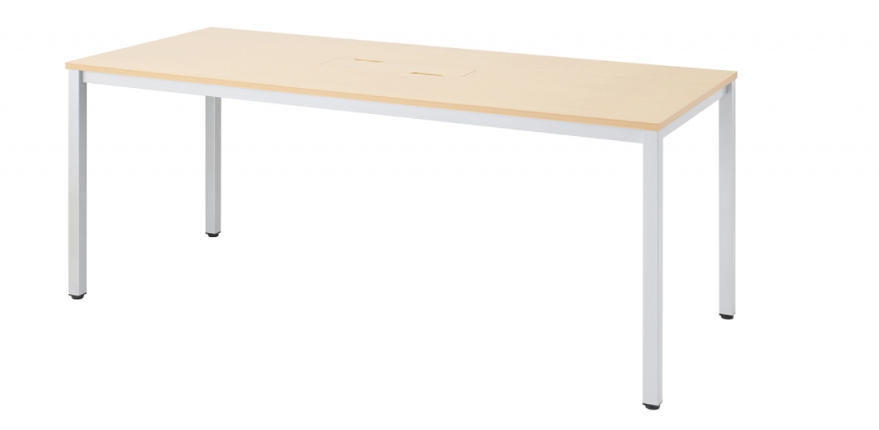 抗ウィルス・抗菌ミーティングテーブル（W1800・配線BOX付・オーク）