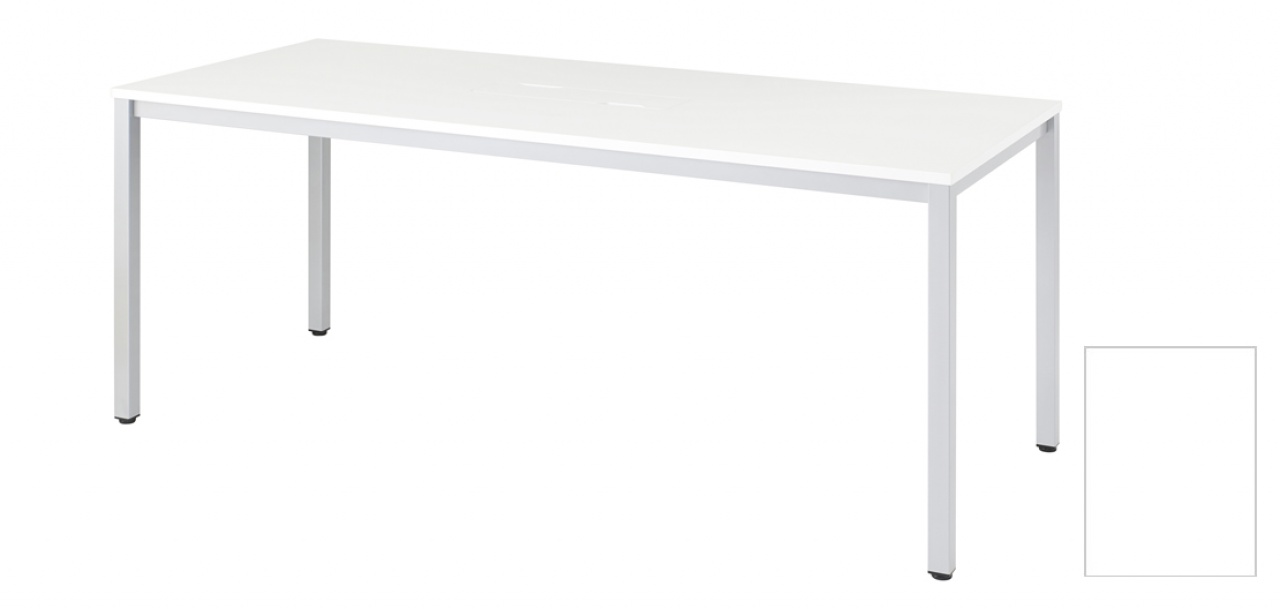 抗ウィルス・抗菌ミーティングテーブル（W1800・配線BOX付・ホワイト）