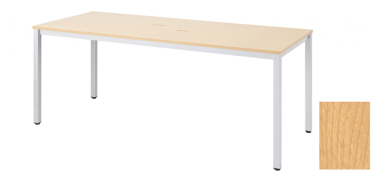 抗ウィルス・抗菌ミーティングテーブル（W1800・配線BOX付・オーク）