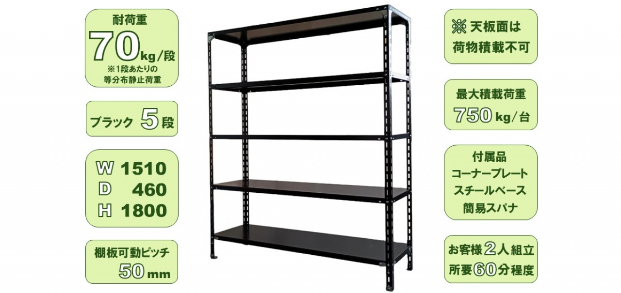 スチールラック W1510 ブラック